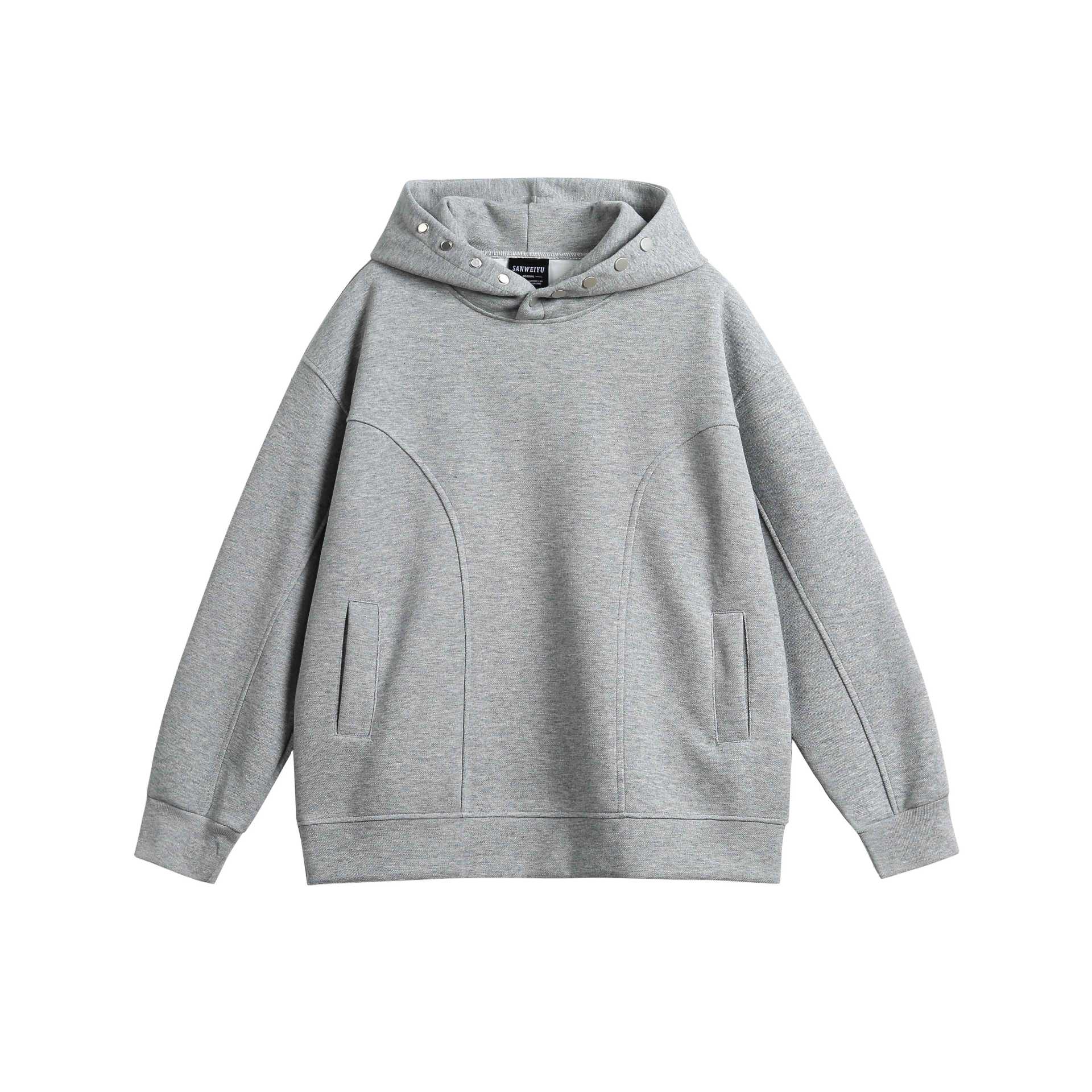 Unisex Oversize Hoodie with Snap Funnel and Seams Chichicherry