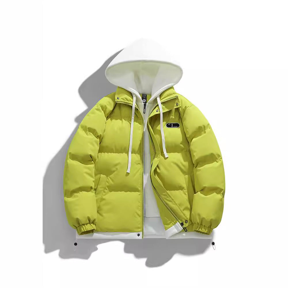 Men's Two-Layer Quilted Jacket with Removable Fleece Hood and Thermal Insulation Chichicherry