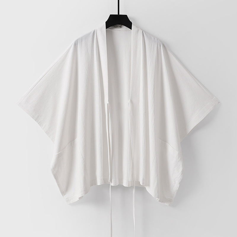 Women Oversize Kimono Cardigan with Tie and Patch Pockets Chichicherry