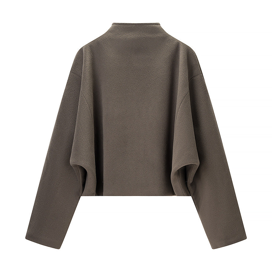 Women short cut fleece jacket with stand-up collar and full-length zipper Chichicherry