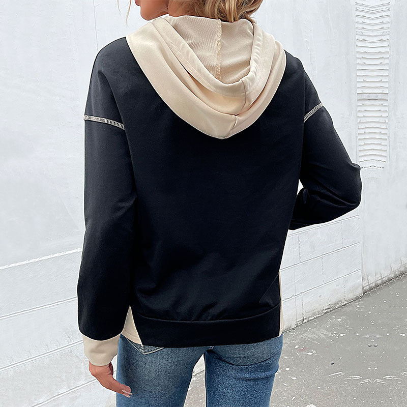 Women's hoodie with contrast trim, kangaroo pocket and casual oversized fit Chichicherry