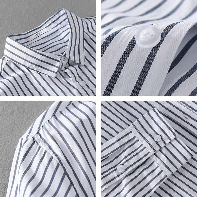 Men Striped Oversized Shirt Made of Light Cotton Blend with Kent Collar Chichicherry