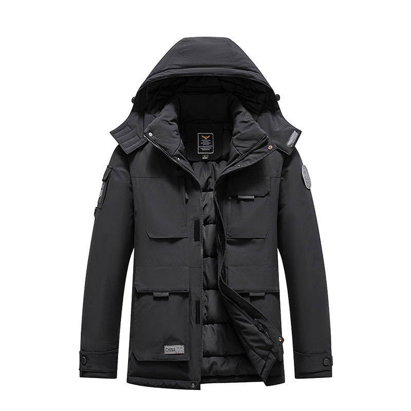 Men's Insulated Field Parka with Hood, Multiple Utility Pockets and Windproof Shell Chichicherry