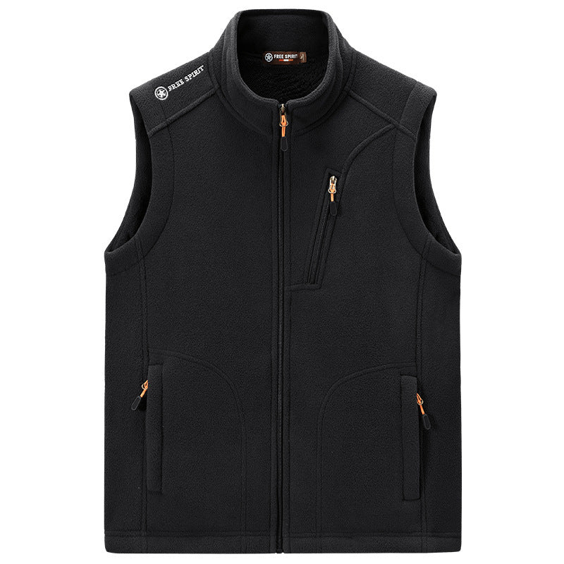 Men's fleece thermal vest with organizer chest pocket and wind-resistant structure Chichicherry