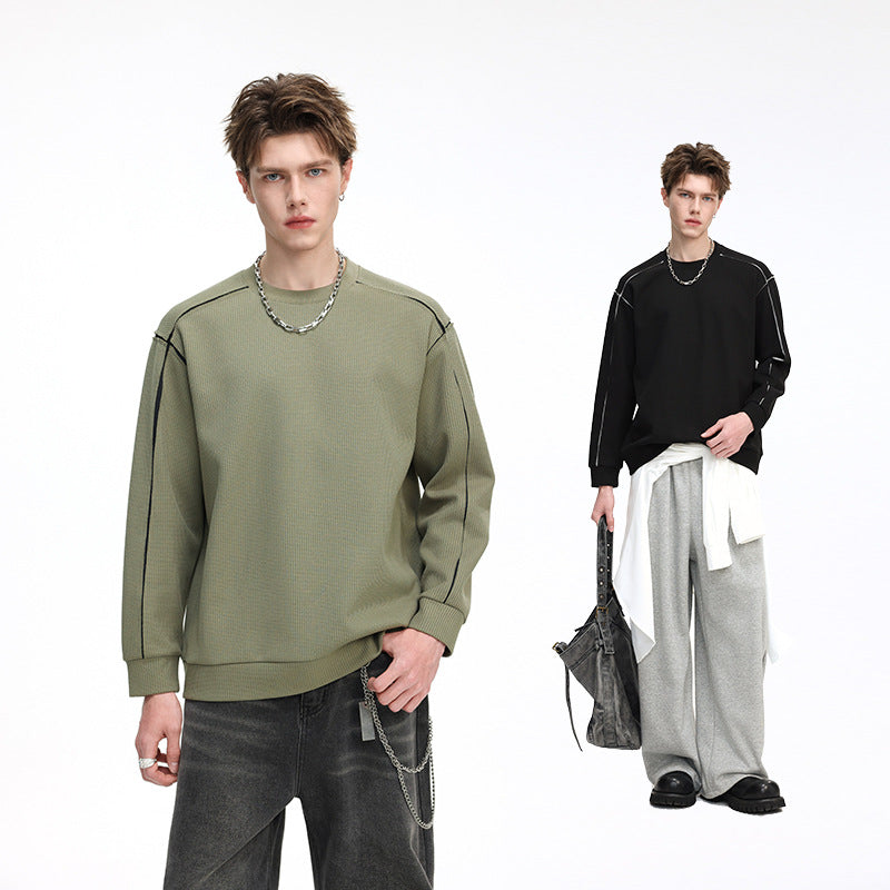 Men's Oversize Ribbed Long Sleeve Shirt with Contrast Seams Chichicherry