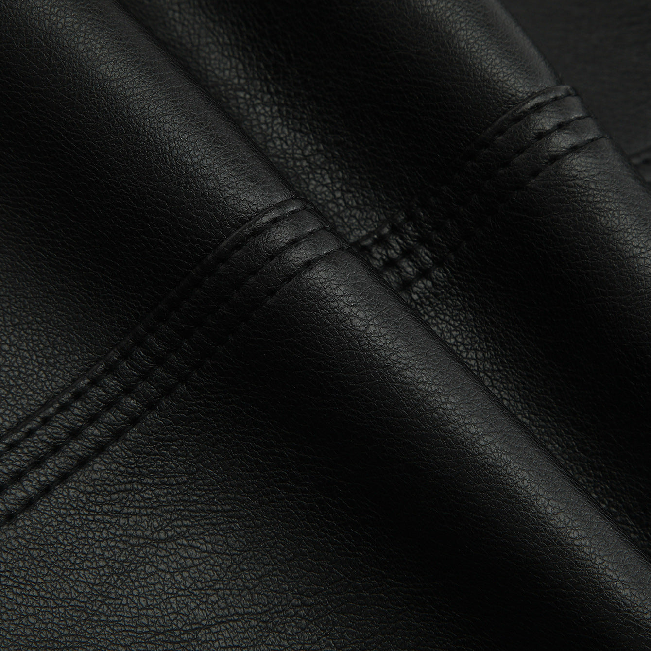 Women Tailored Biker Leather Jacket with Quilted Shoulders Chichicherry