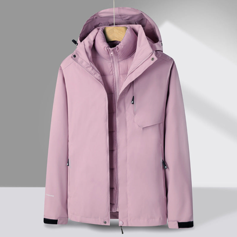 Men's three-piece transitional parka with removable quilted inner jacket and weatherproof softshell outer layer Chichicherry