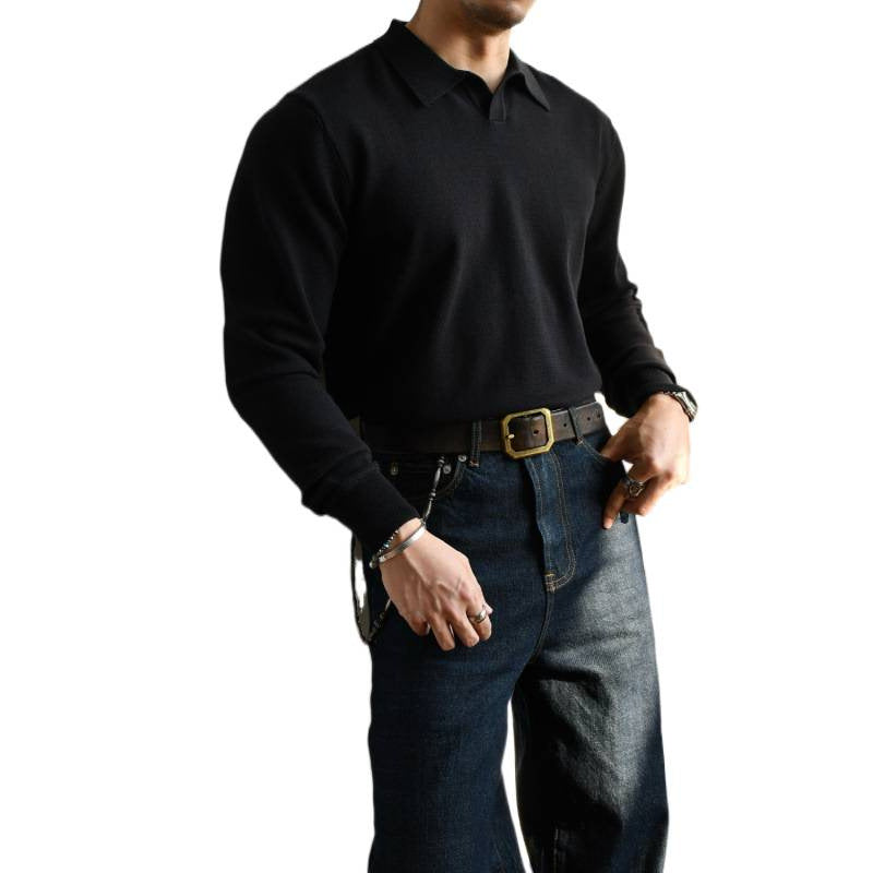 Unisex Oversized Polokragen-Feinstrickpullover mit weitem Schnitt Chichicherry