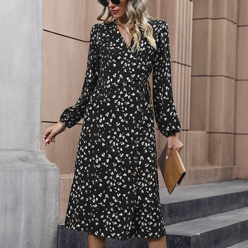 Women’s wrap midi dress with waist detail and V-neck Chichicherry