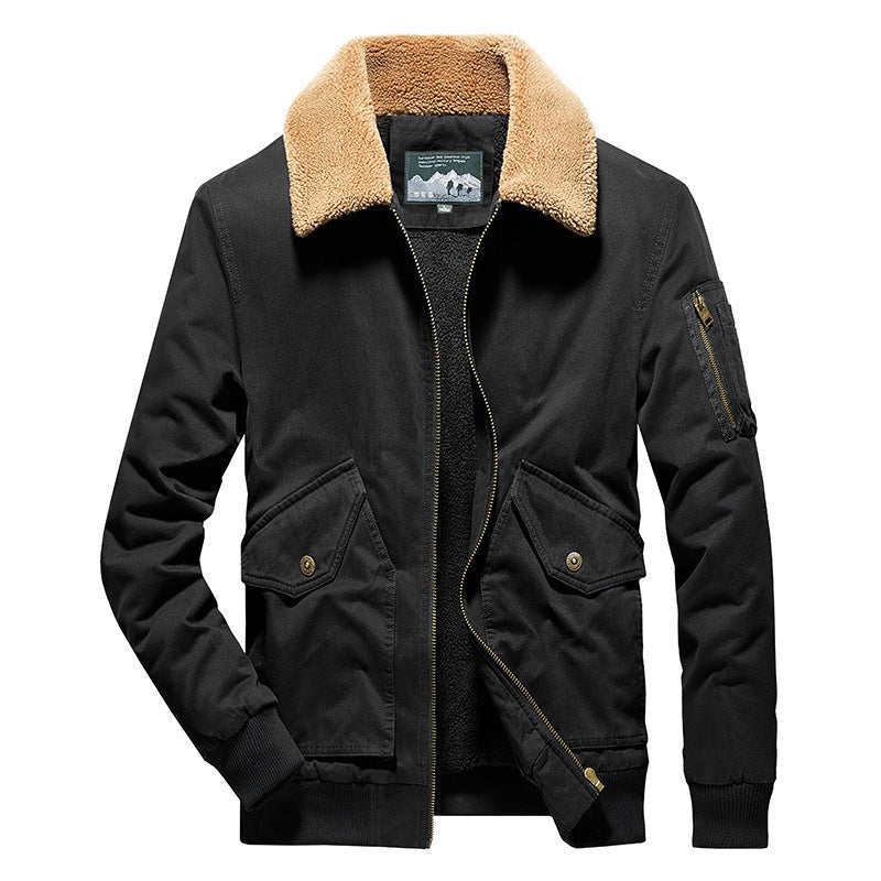 Men's powerful canvas pilot jacket with sherpa collar and teddy fleece lining Chichicherry