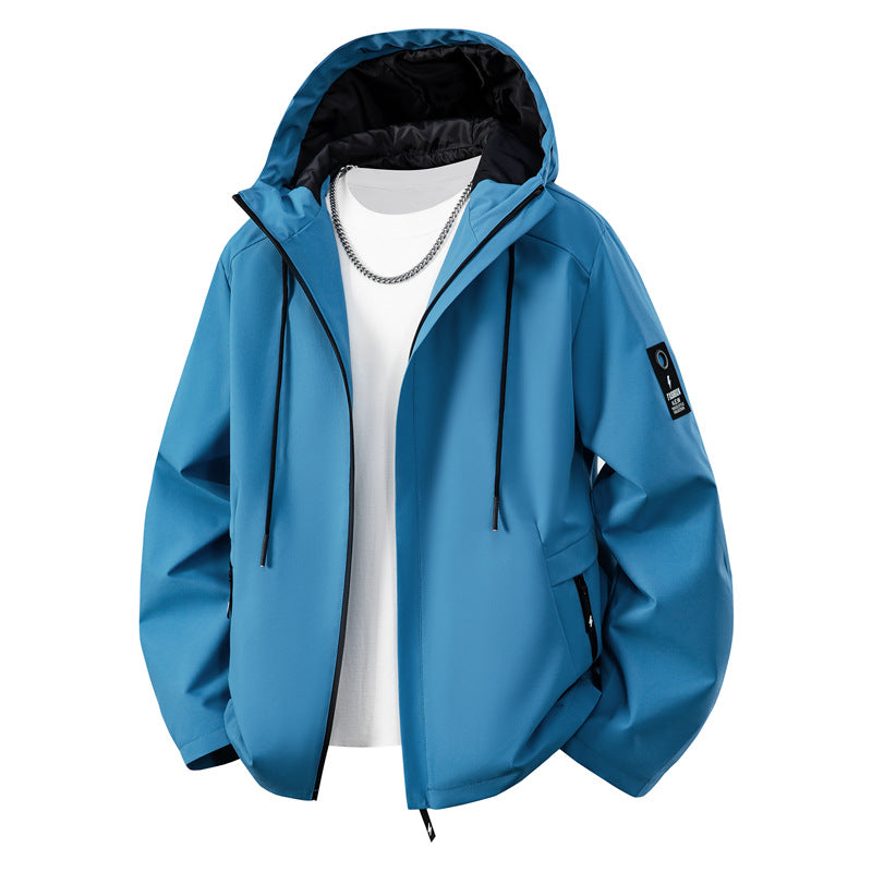 Men's Minimalistic Softshell Hoodie Jacket with Matte Surface, Contrasting Trimmings and Concealed Two-Way Zipper Chichicherry