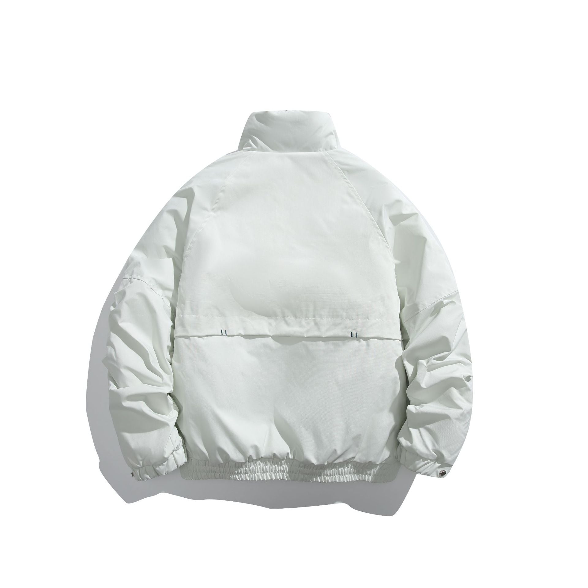 Unisex Short Cut Padded Boxy Bomber Jacket with High Stand-up Collar and Diagonal Flap Pockets Chichicherry