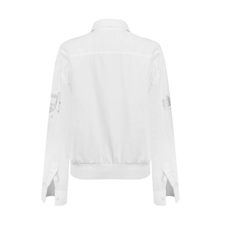 Women's blouse with elastic hem, button-down and logo detail Chichicherry