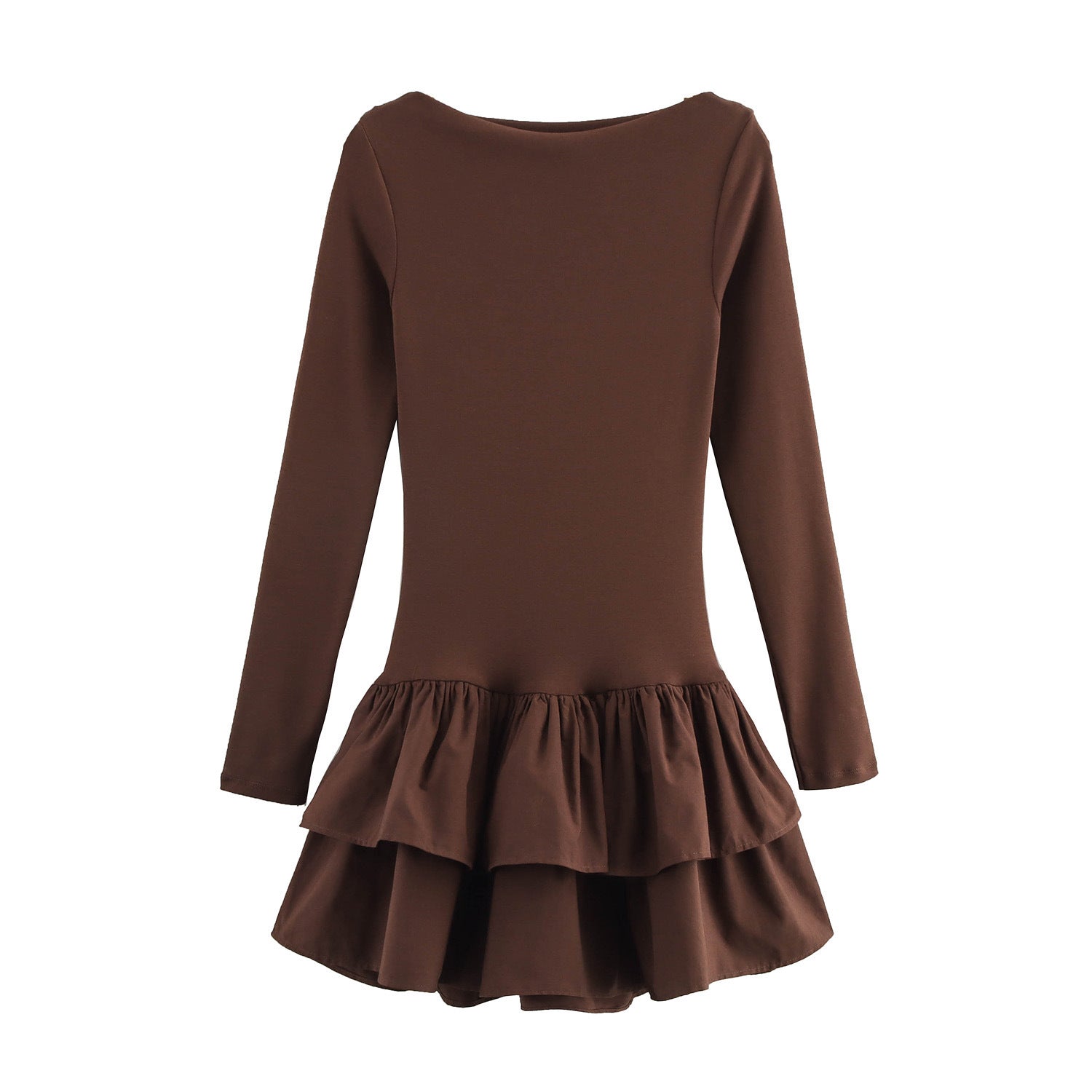 Women's figure-hugging mini dress with tiered ruffles and boat neckline Chichicherry