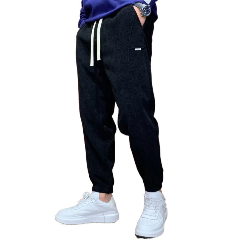 Herren Lockere Cord-Jogginghose mit elastischem Bund und Kordelzug Chichicherry