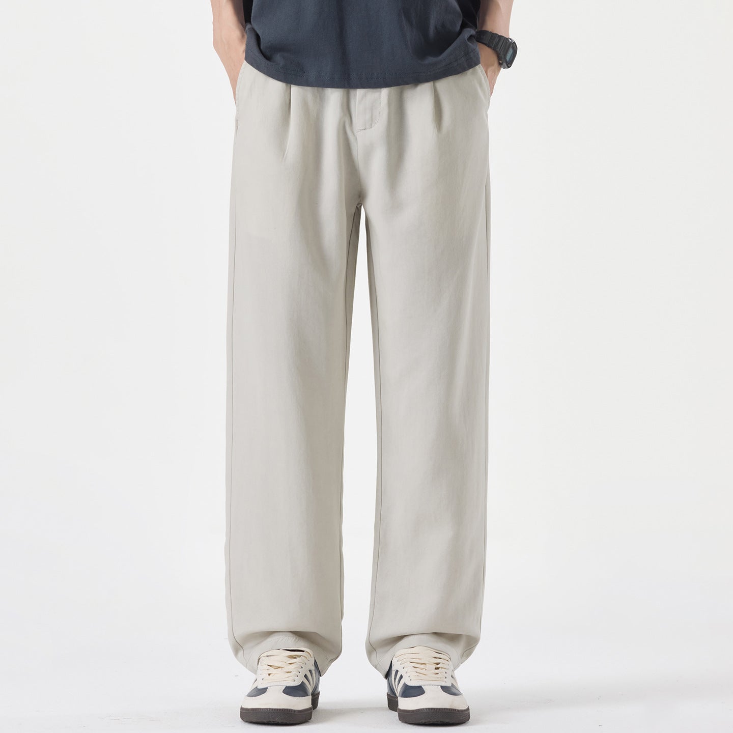 Men's wide pleated trousers in relaxed fit made of cotton twill Chichicherry