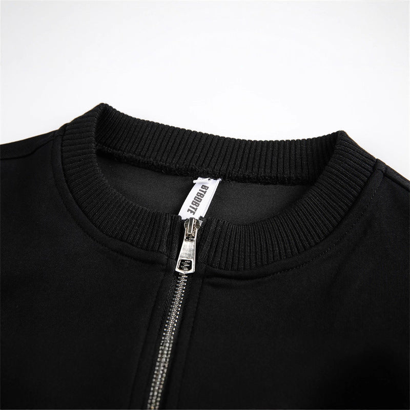 Ladies Embroidered Bomber Jacket with Tulip Embroidery and Ribbed Cuffs Chichicherry