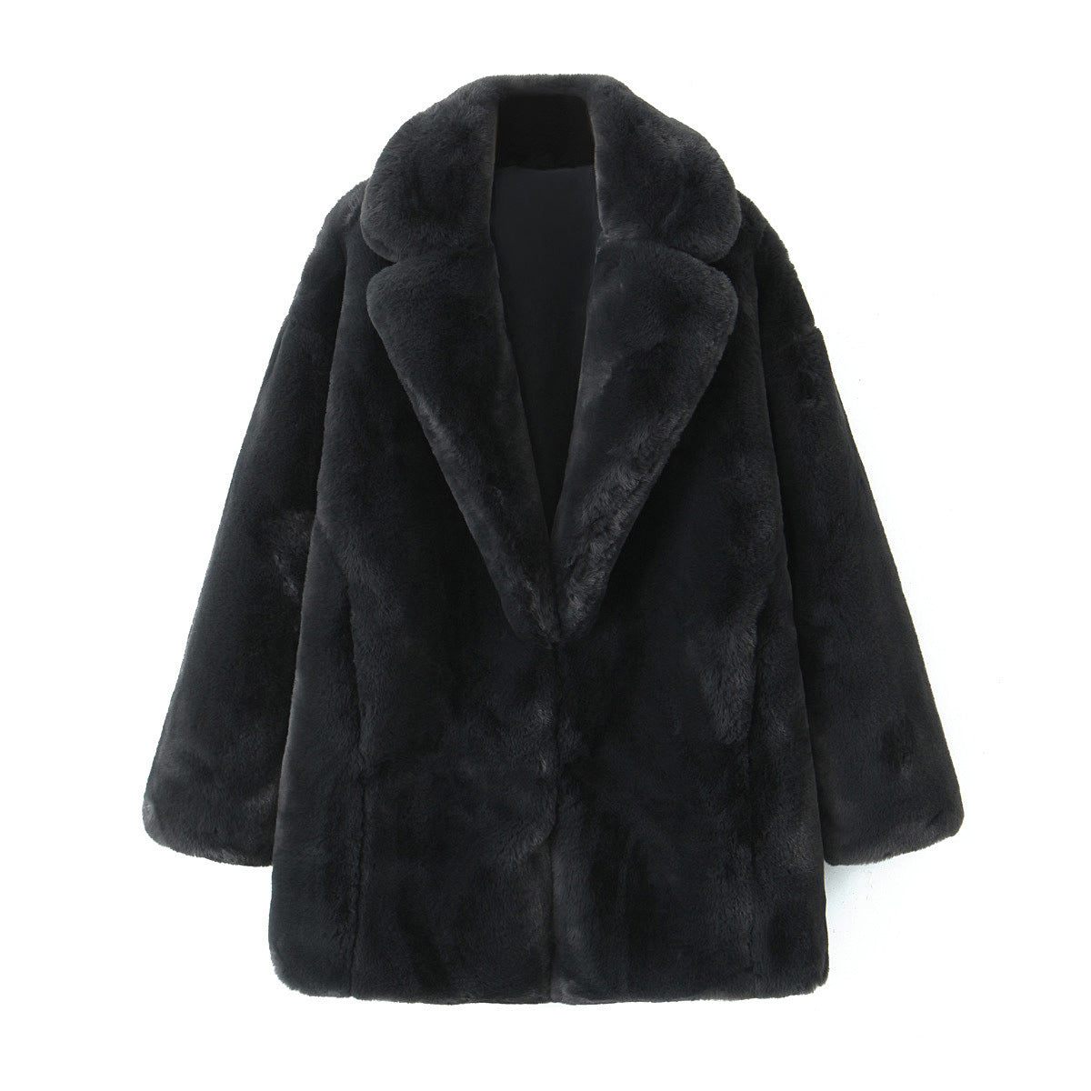 Women's short coat made of ultra-fluffy high-pile faux fur with a boxy silhouette and voluminous lapel collar Chichicherry
