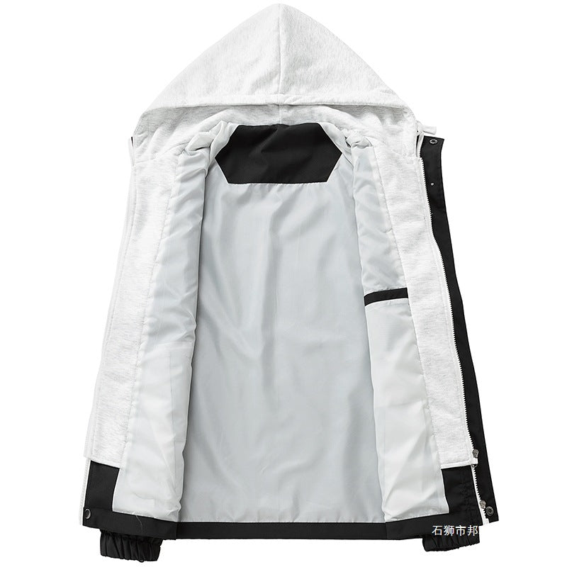 Men's lightweight wind and water-repellent hooded transitional jacket with fleece-lined hood and elastic hem Chichicherry