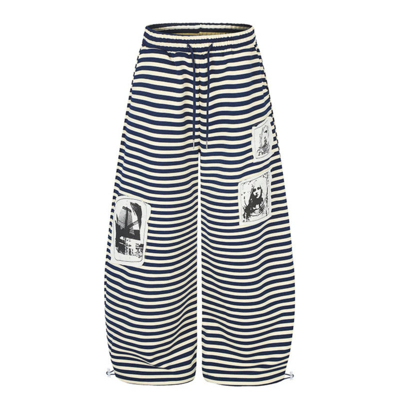 Women's Wide Palazzo Lounge Pants with High Comfort Waistband, Drawstring and Photo Patch Details Chichicherry