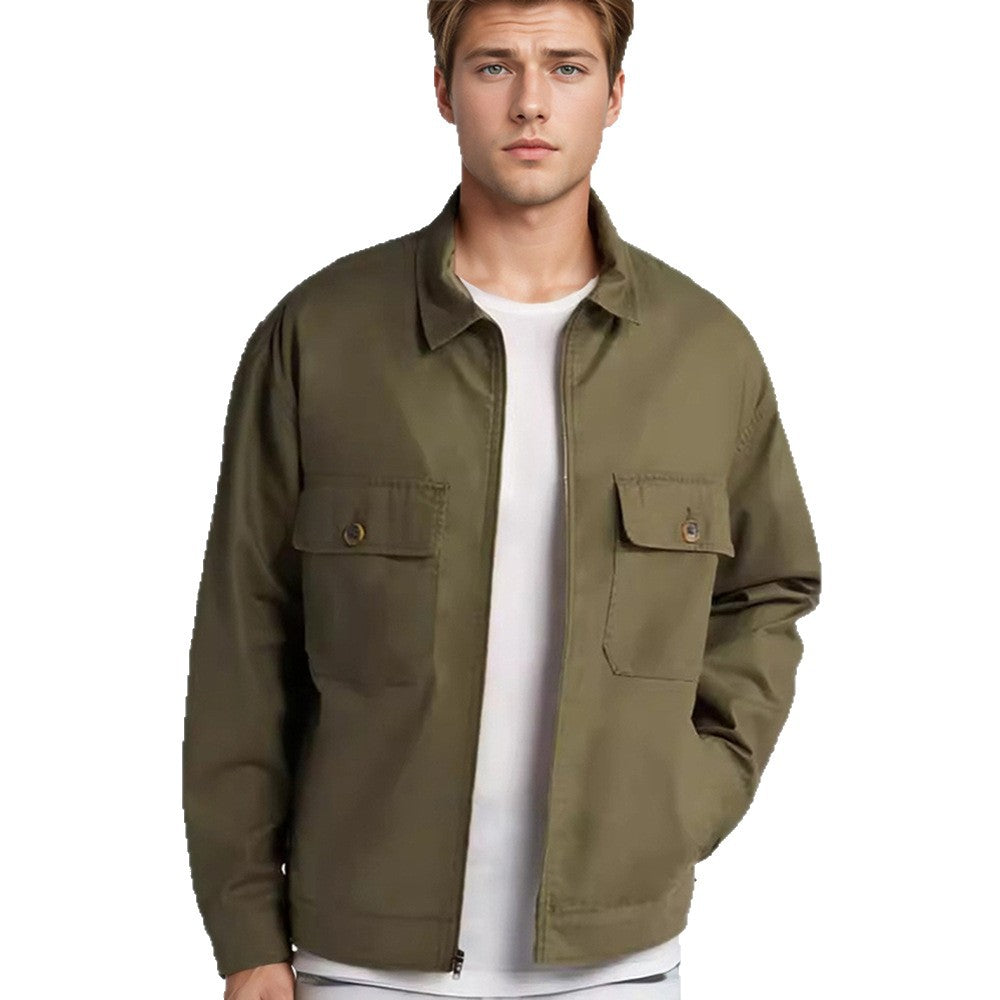 Men's overshirt in workwear style with full zip and patch chest pockets Chichicherry