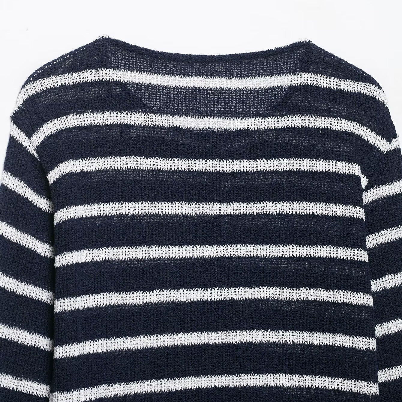 Women's striped sweater with button placket and lightweight textured knit Chichicherry