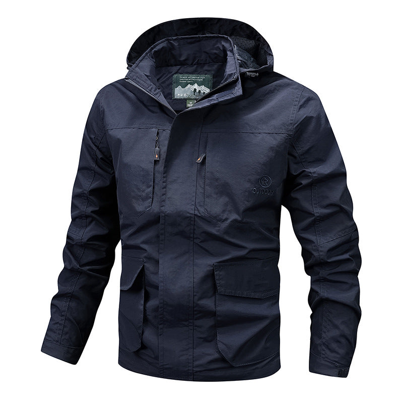 Men's technical light outdoor jacket with hood water-repellent and multifunctional pockets Chichicherry