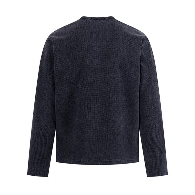 Men's Waffle Knit Henley Shirt with Button Placket and Casual Regular Fit Chichicherry