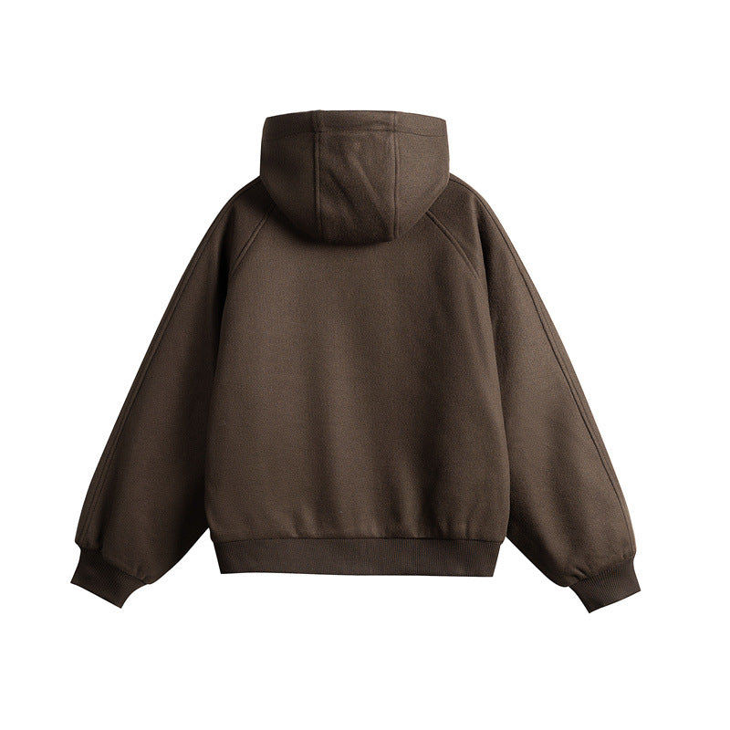 Unisex Oversize Hooded Sweatshirt made of Wool Blend with Zipper and Kangaroo Pockets Chichicherry