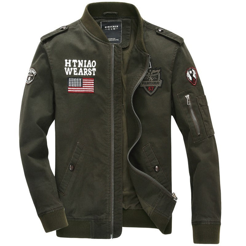 Men's lightweight bomber jacket in aviation utility style with shoulder epaulettes and sleeve pocket Chichicherry