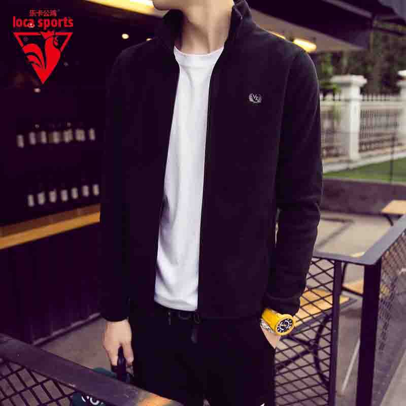 Men's fleece jacket with stand-up collar, wind-resistant microfiber outer layer, and slim-regular fit Chichicherry