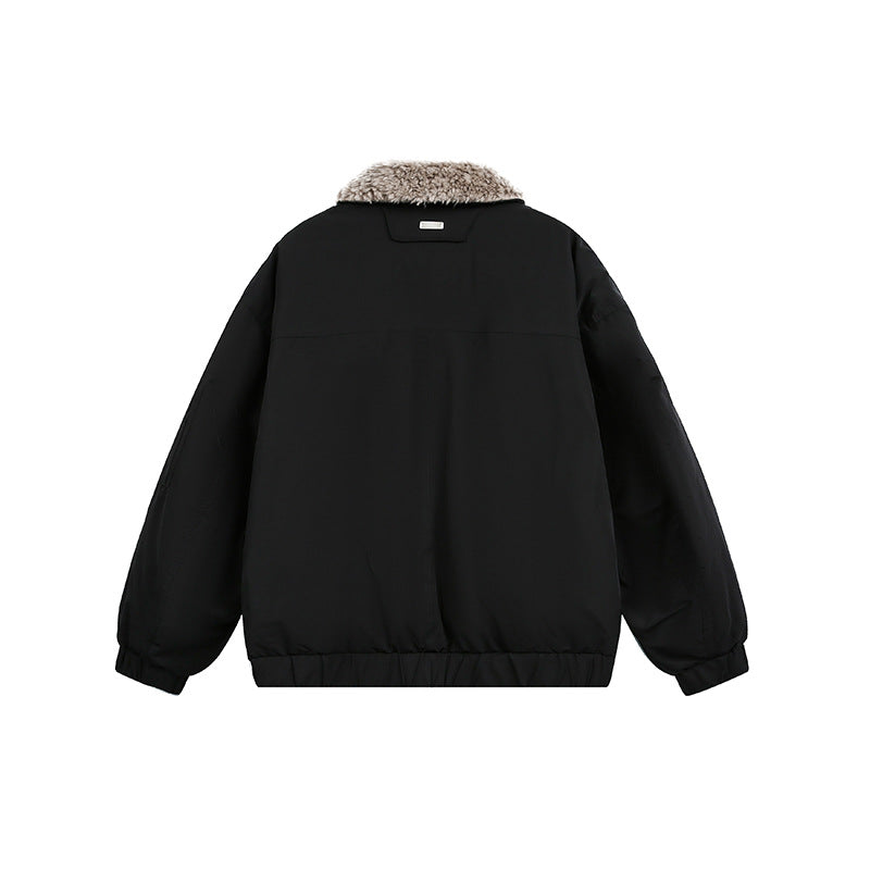 Men's Lined Bomber Jacket with Teddy Collar and Utility Pockets Chichicherry
