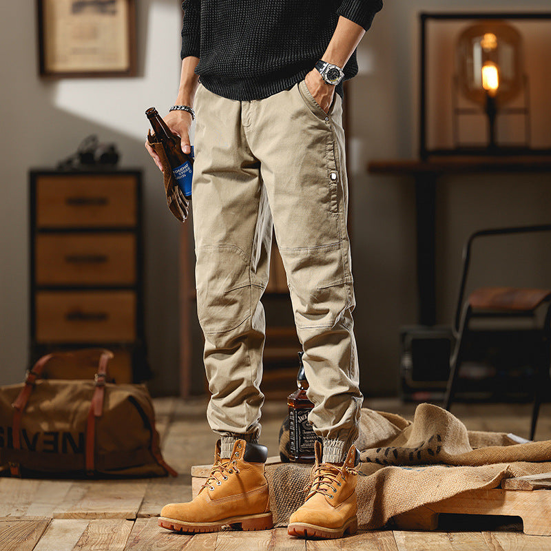 Men's Cargo Jogger Pants with Knee Inserts, Multi-Pockets and Elastic Hem Chichicherry