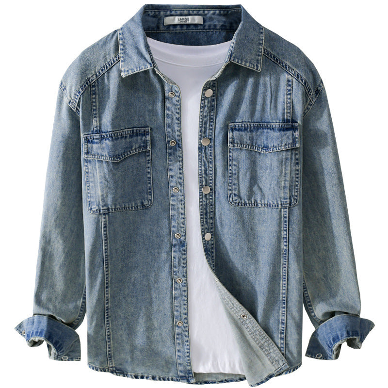 Men's Casual Oversized Denim Shirt Chichicherry
