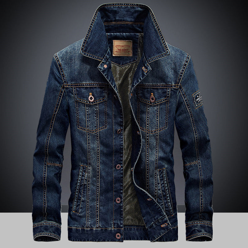 Men's denim jacket with mesh lining and high collar Chichicherry