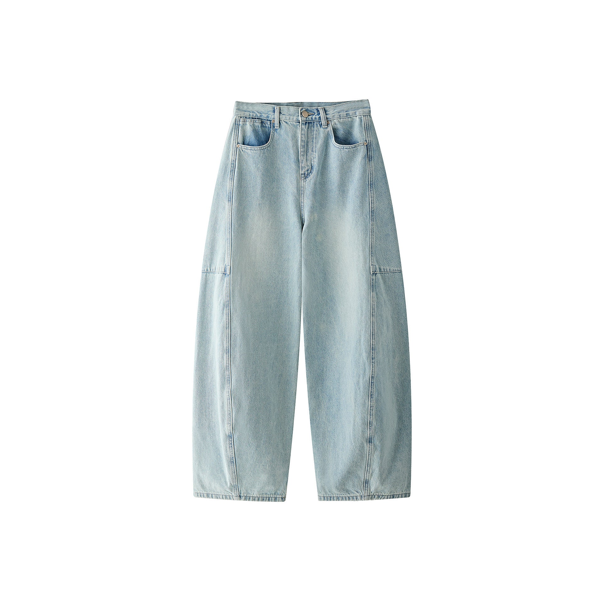 Women's Extra Wide High-Waist Denim Baggy Pants with Balloon Silhouette and Knee Tucks Chichicherry