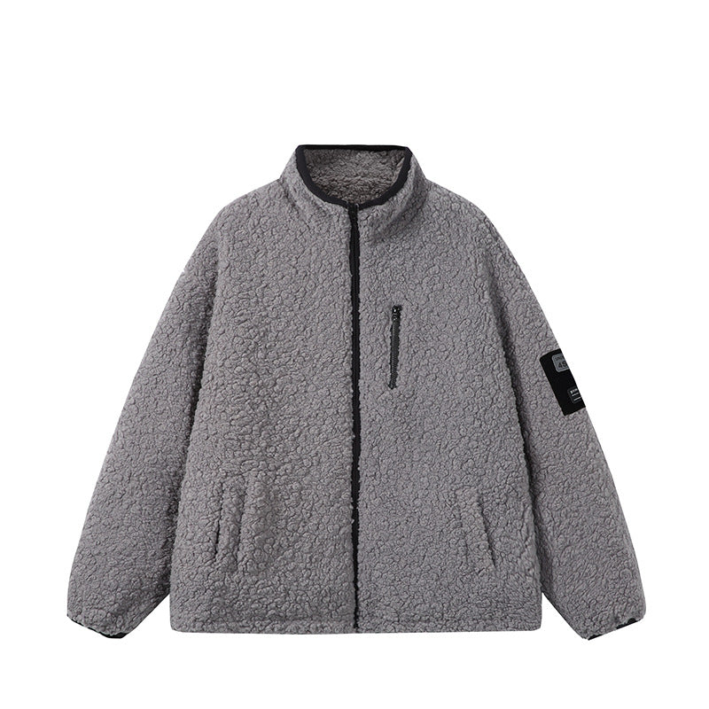 Unisex Teddy Fleece Jacket with Stand-up Collar, High Warmth and Contrasting Zipper Chichicherry
