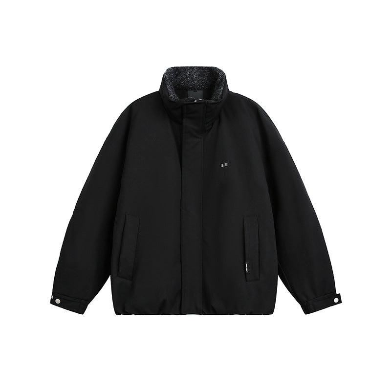 Men's Oversize Quilted Jacket with High Collar and Teddy Lining Chichicherry