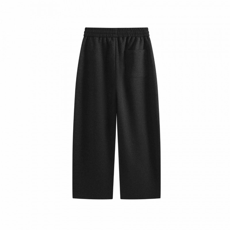 Men's Wide Cropped Pants with Elastic Waistband, Pleats and Side Pockets Chichicherry