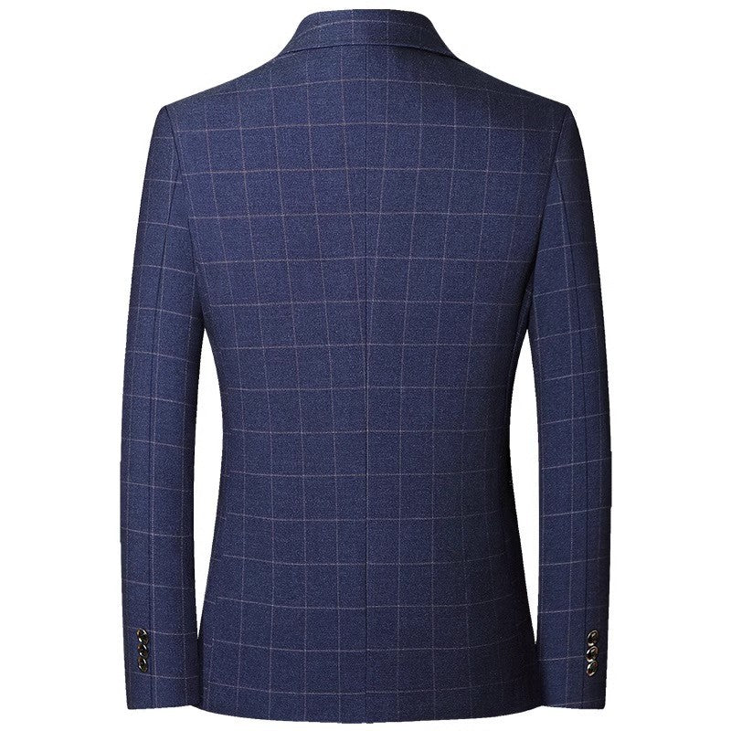 Men's Check Blazer with Tailored Fit, Lapel Collar and Flap Pockets Chichicherry