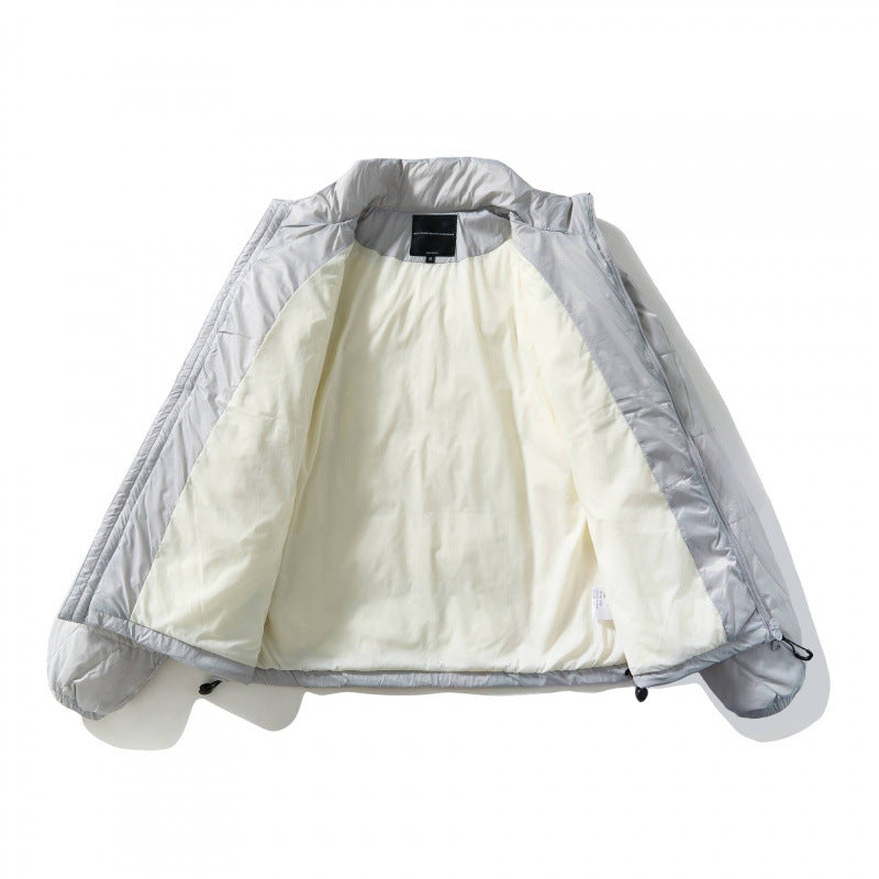 Unisex Ultralight Quilted Short Jacket with Geometric Quilting, Stand-up Collar and Drawstring Hem Chichicherry