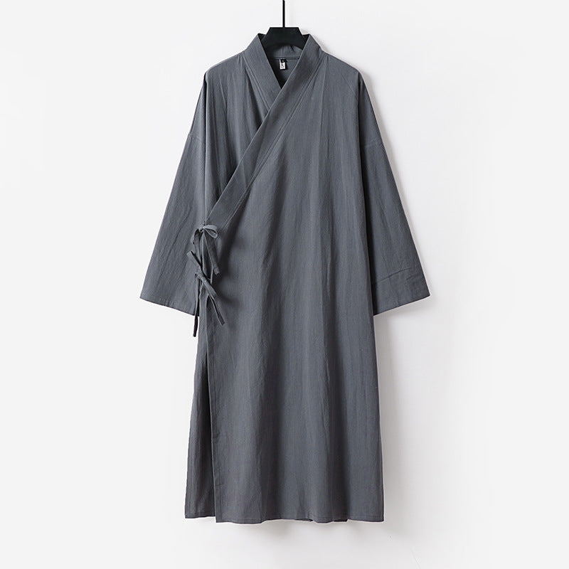 Women's Long Kimono-Style Wrap Dress with Wide Sleeves and Side Ties Chichicherry