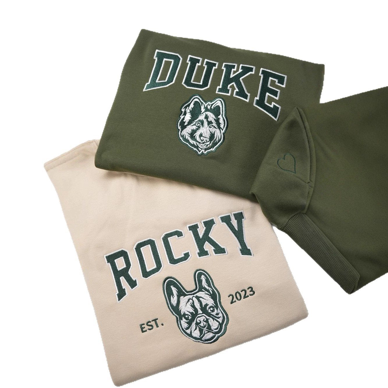 Unisex Embroidered College Sweatshirt with Dog Portrait and Vintage Logo Chichicherry