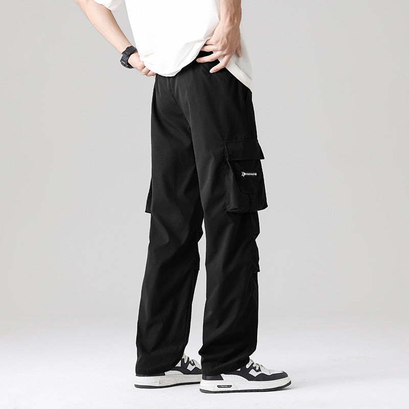 Men's Multifunctional Cargo Lounge Pants with Elastic Tunnel Drawstring, Multiple Pockets & Adjustable Leg Opening Chichicherry