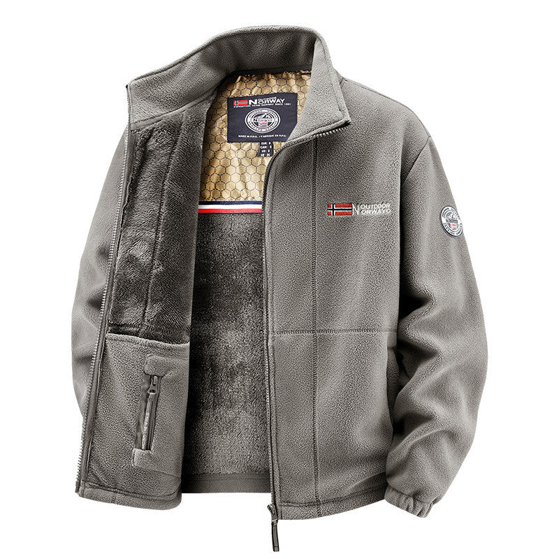 Women’s thermal fleece jacket with warming teddy lining, stand-up collar, and zipper pockets Chichicherry