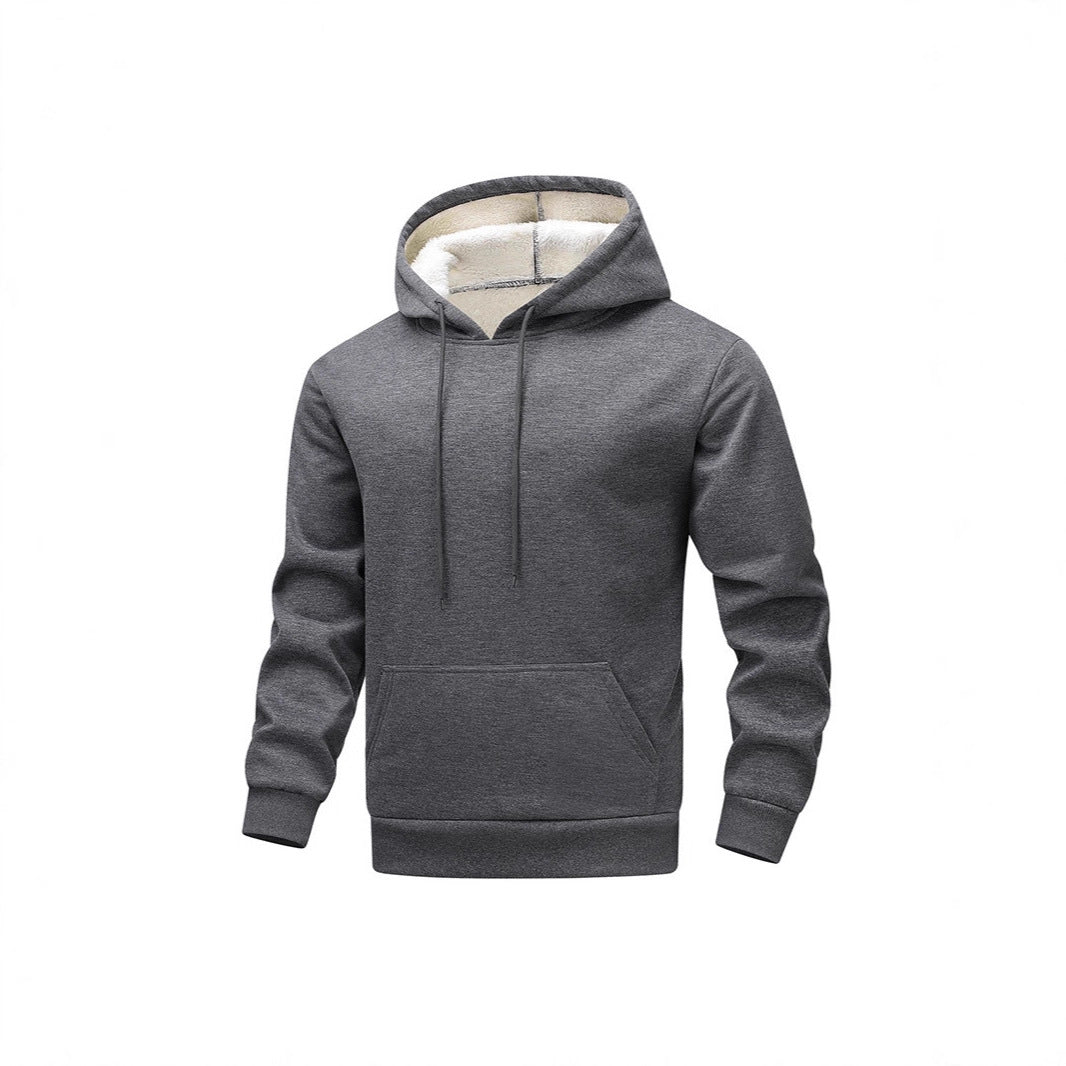 Men's Cozy Teddy Fleece Hoodie with Sherpa Lining and Kangaroo Pocket Chichicherry