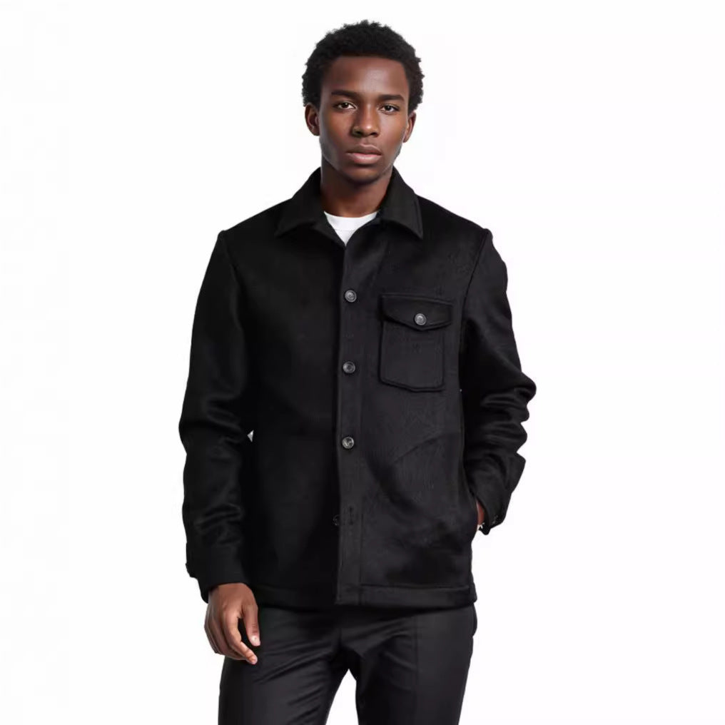 Men's wool blend work jacket with chest pocket and shirt collar Chichicherry