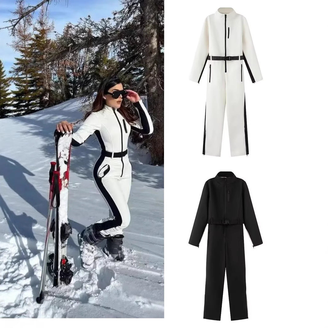 Women’s Utility Overall with High Collar, Functional Zippers and Waist Belt Chichicherry