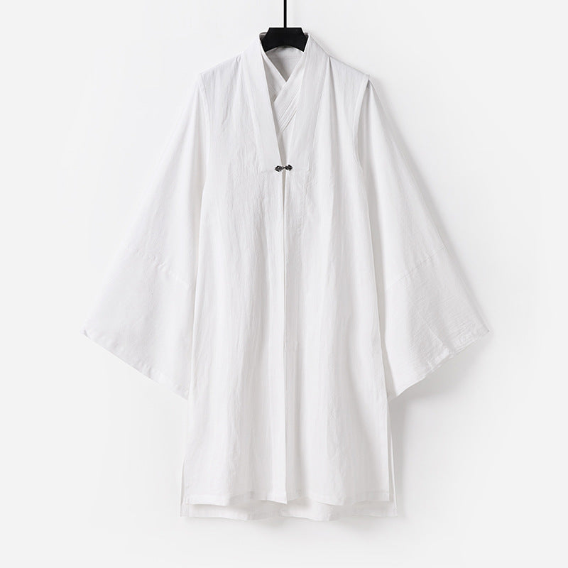 Unisex Asian inspired oversized kimono jacket with trumpet sleeves and small toggle closure Chichicherry
