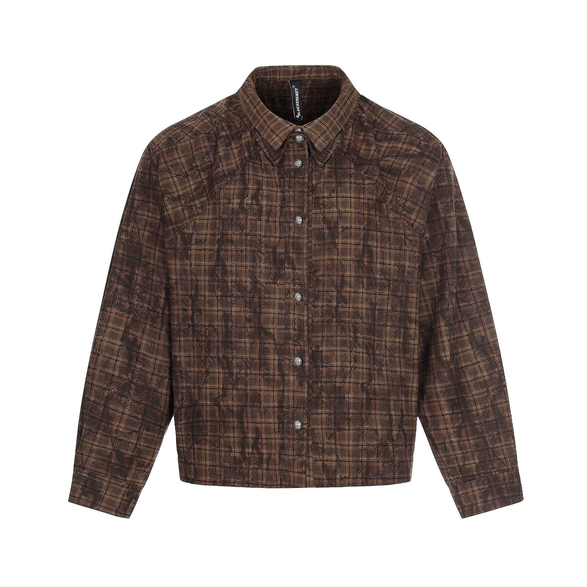 Men's Oversized Check Overshirt in Blouson Style with Distressed Finish Chichicherry